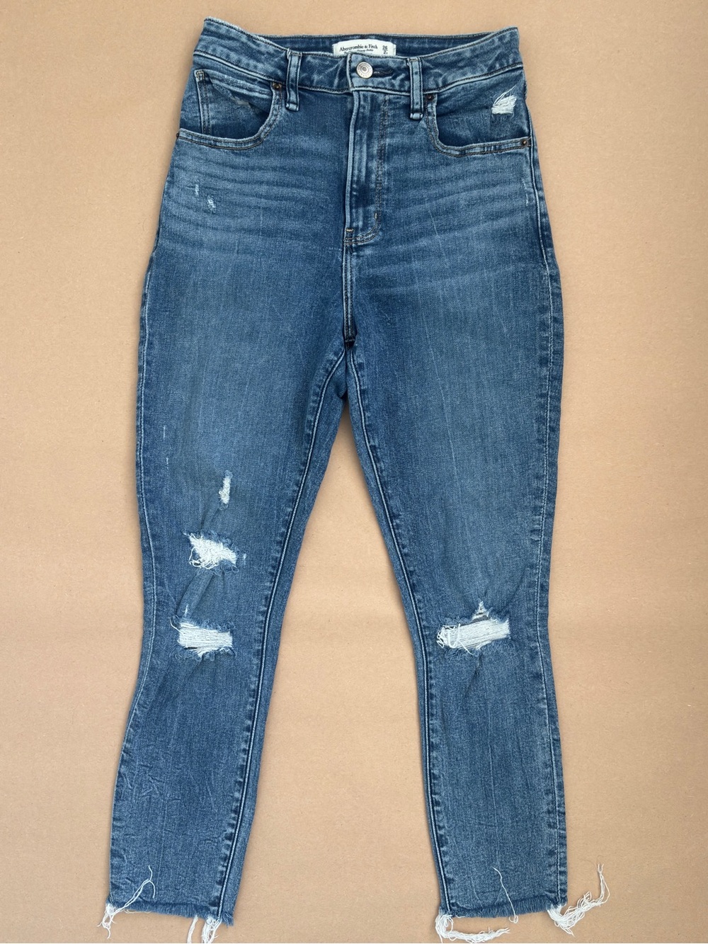 Abercrombie & Fitch Super Skinny Ankle Jeans Size 26/2S Distressed Denim